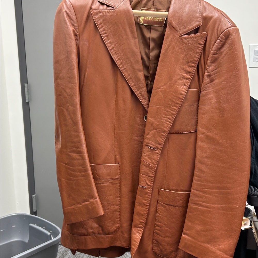 Vintage Brown Leather Blazer
